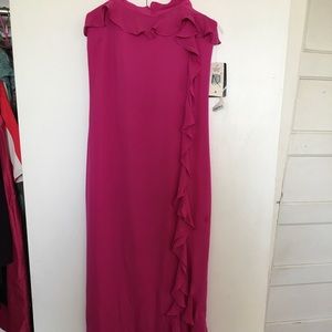Hot Pink Silk Ralph Lauren Asymmetrical Ruffle